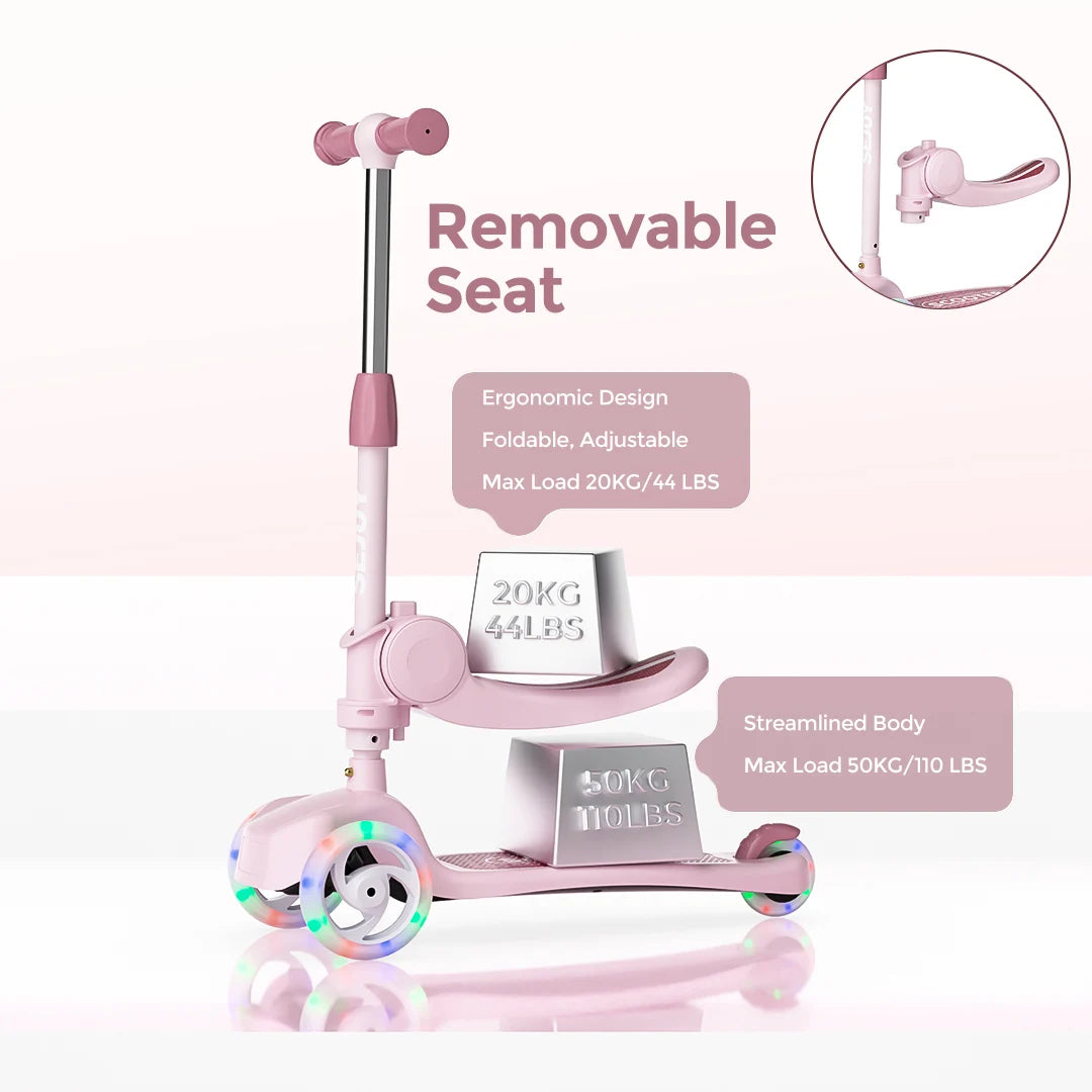 Kick Scooter for Kids with 3-Wheeled LED Lights.