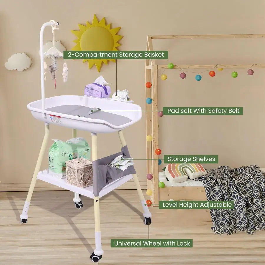Adjustable Height Changing Table, with Mobile.