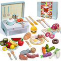 78 PCS Wooden Play Food Set, Vegetables, Fruit, Cutting Toys.