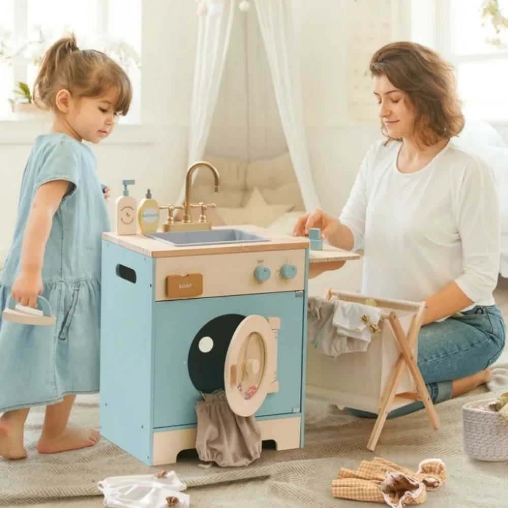 Toy Washing Machine with Clothes Basket Iron and Sink.