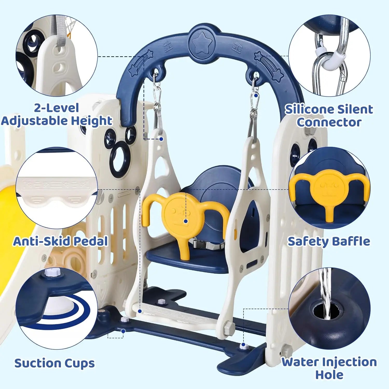Swing Slide for Kids, 6 in 1 Slide Climber for Toddlers.