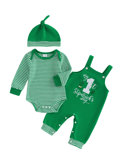 3 Piece Baby Girl Irish Shamrock Outfit.