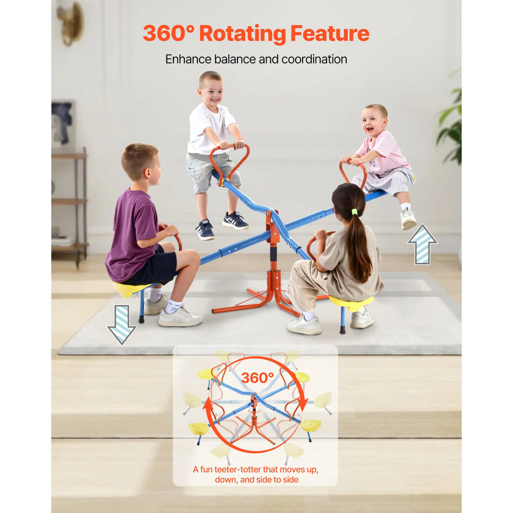 4 Seats Kids Seesaw Sit & Spin Teeter Totter.
