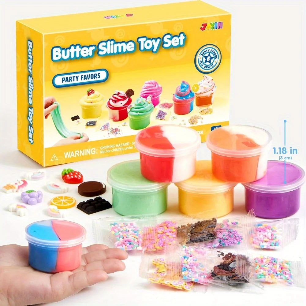 6 Pack Butter Slime Party Favors Soft Non-Sticky Mess-Free.