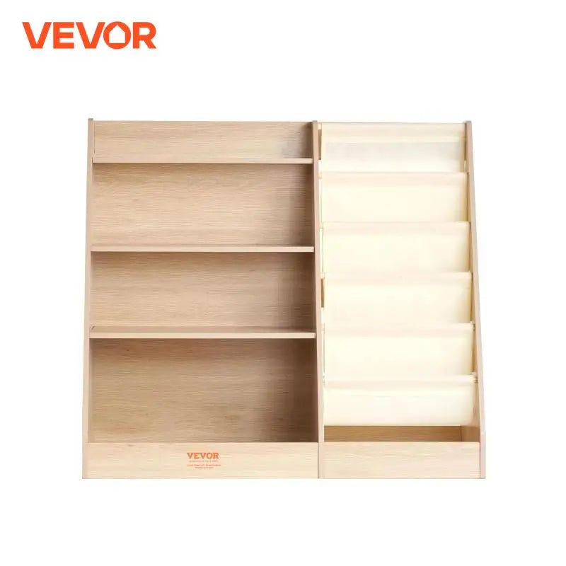 4-Tier Kids Wooden Bookshelf 6-Layer Sling Bookcase.