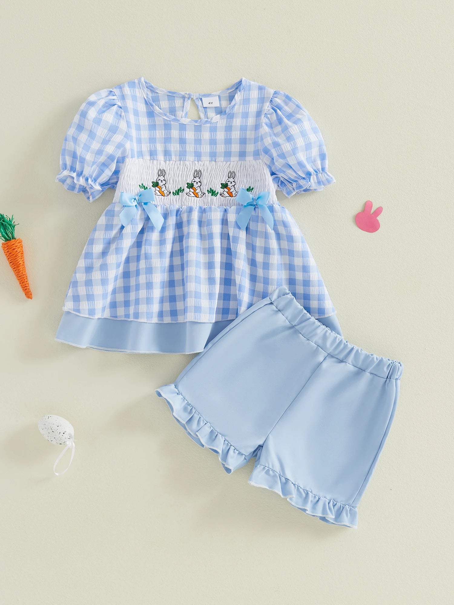 Adorable 2 Piece Ensemble With Bunny Embroidery.
