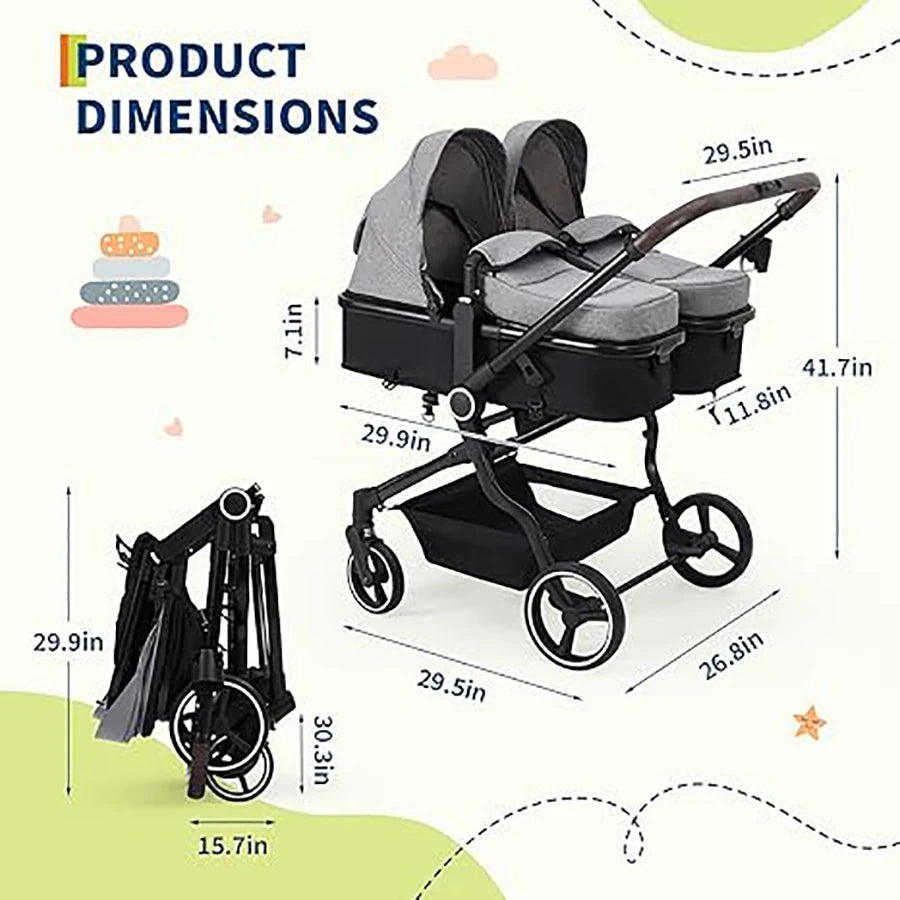Double Stroller for Newborn and Toddler.