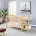 3-in-1 Convertible Crib and Changer Combo in Natural Finish.