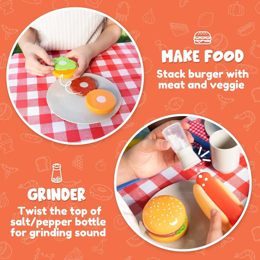 34 PCS Kitchen Toy Set BBQ Play Grill.