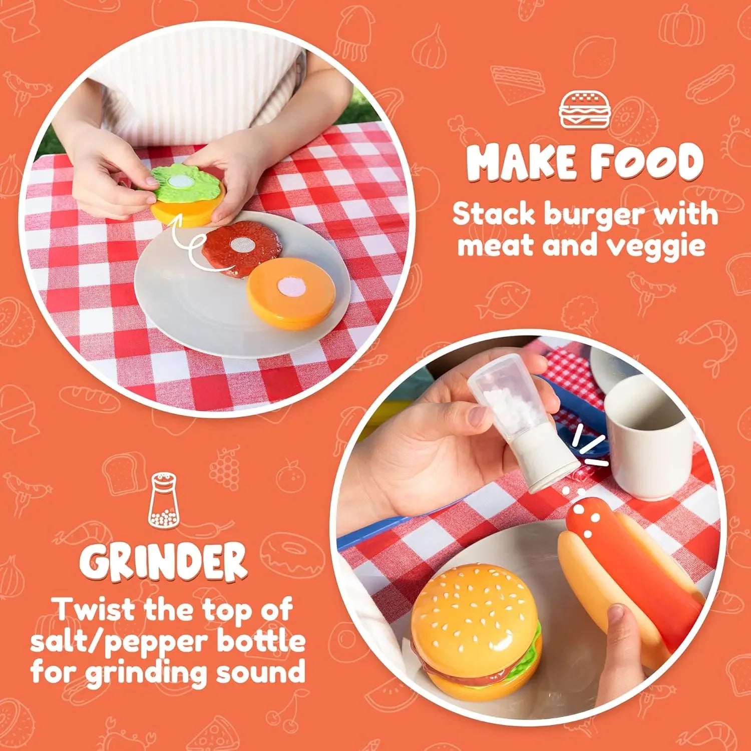 34 PCS Kitchen Toy Set BBQ Play Grill.