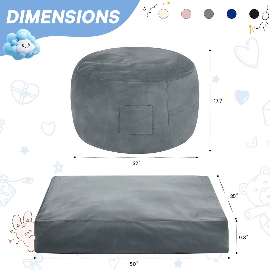 Kids Convertible Bean Bag Chair Bed.