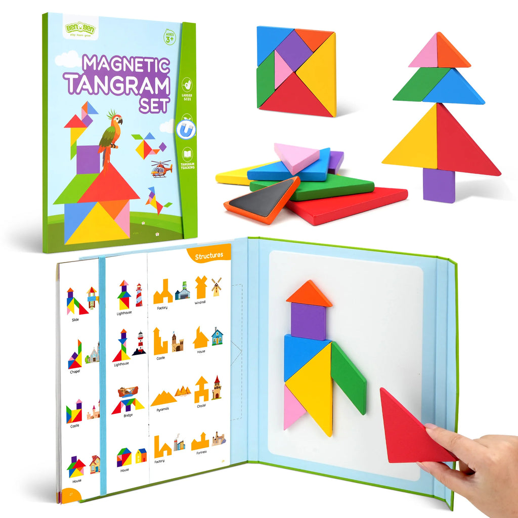 Wooden Magnetic Tangram Puzzle Book.