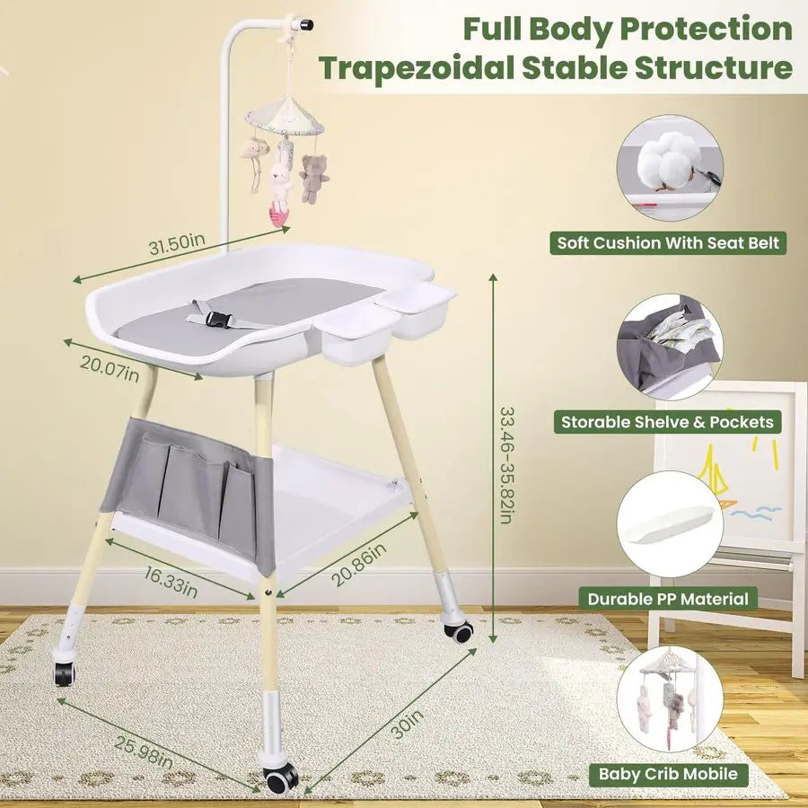 Adjustable Height Changing Table, with Mobile.