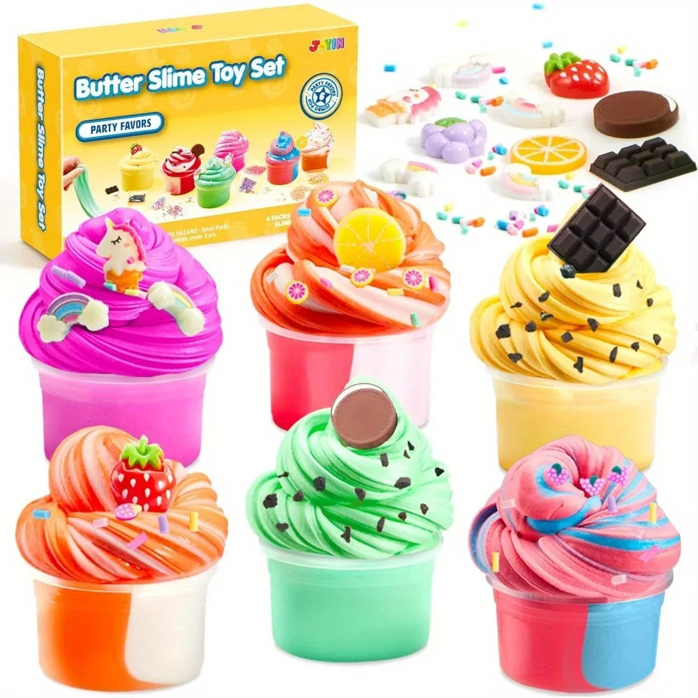 6 Pack Butter Slime Party Favors Soft Non-Sticky Mess-Free.