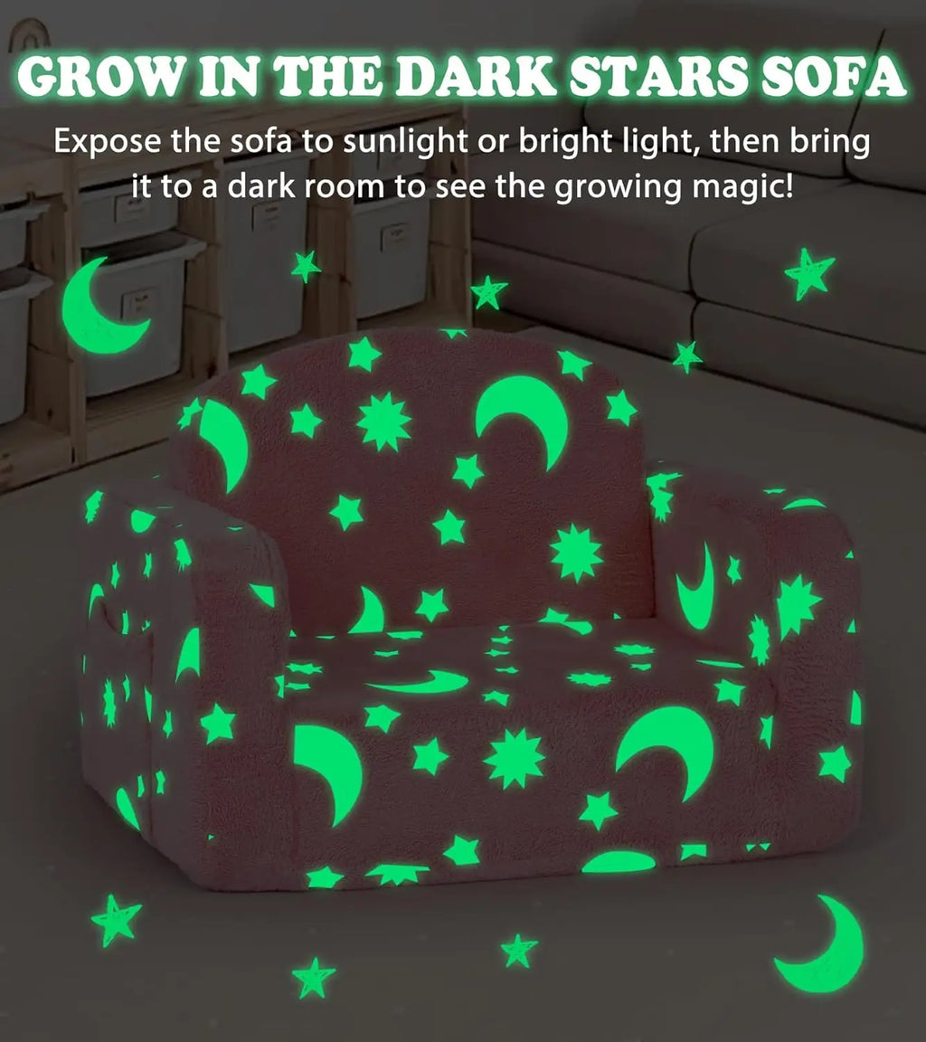 2-in-1 Glow in Dark Kids Sofa with Blanket & Pillow,