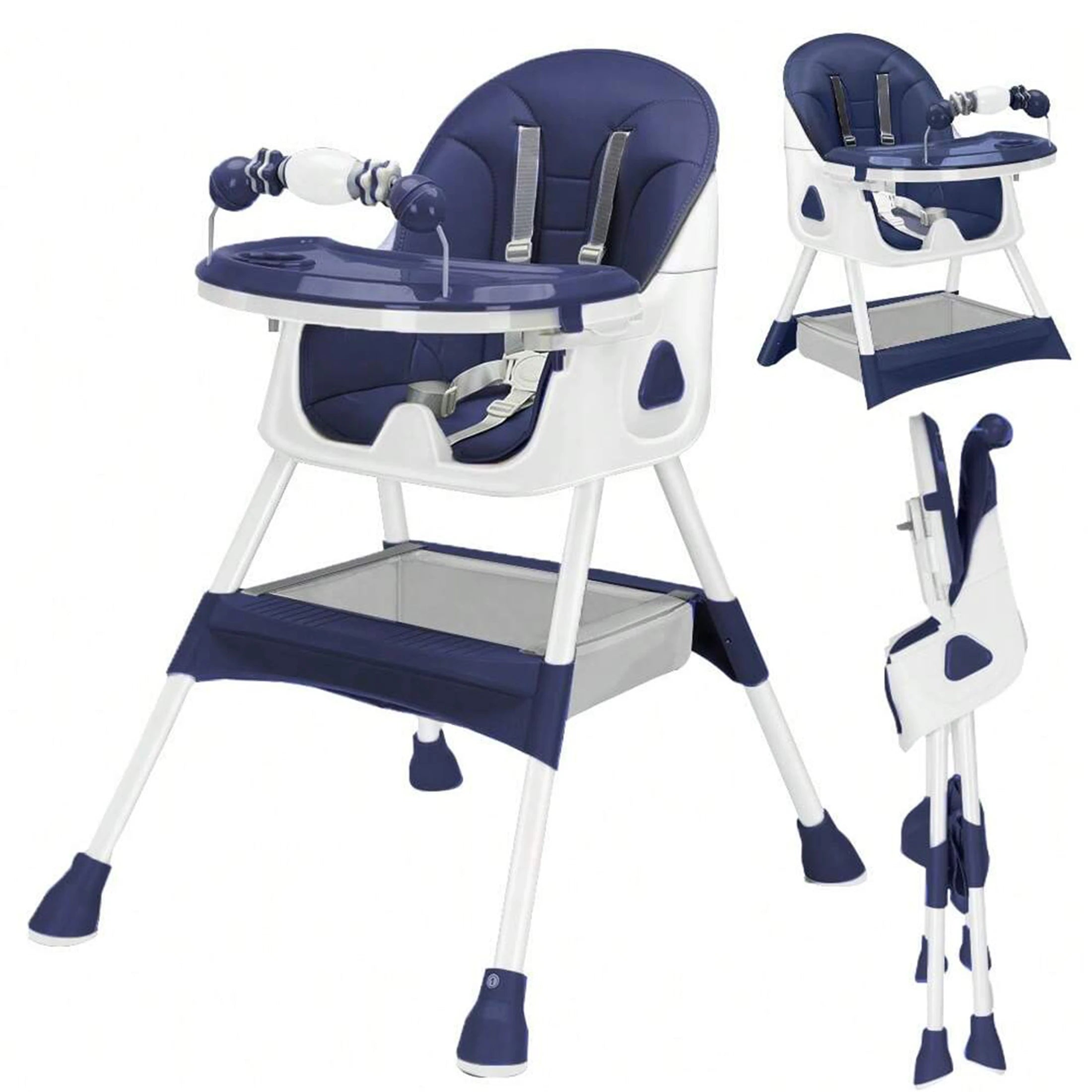 Foldable Baby High Chair 6 Months Plus, with Large Antislip Pad & ToyRack.
