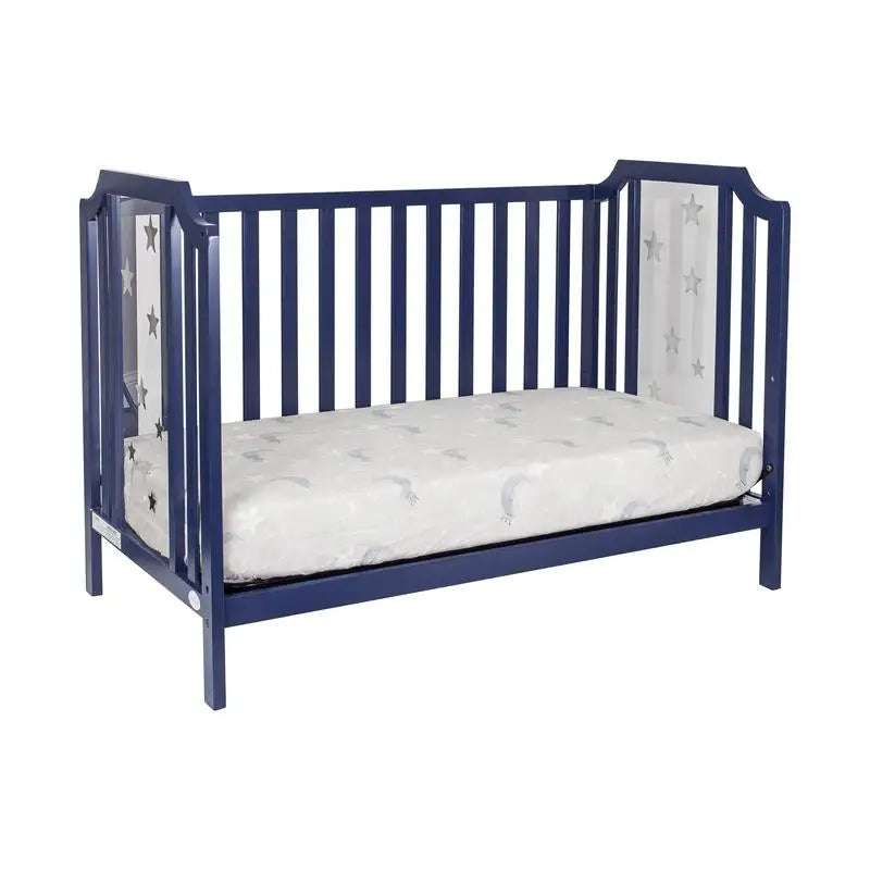 3-in-1 Convertible Island Crib in Navy Blue.
