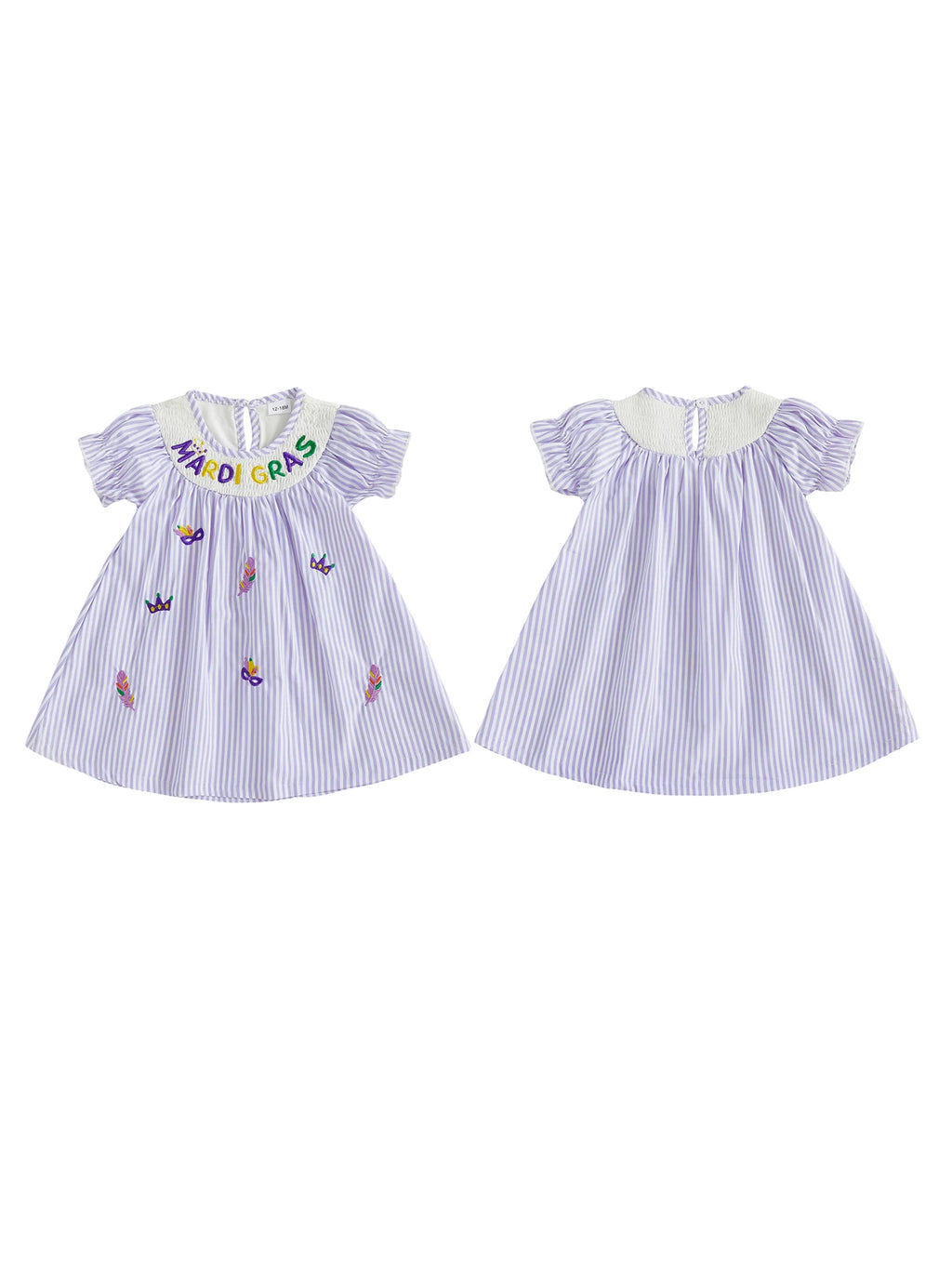 Toddler Baby Girls Striped Smocked Dress.