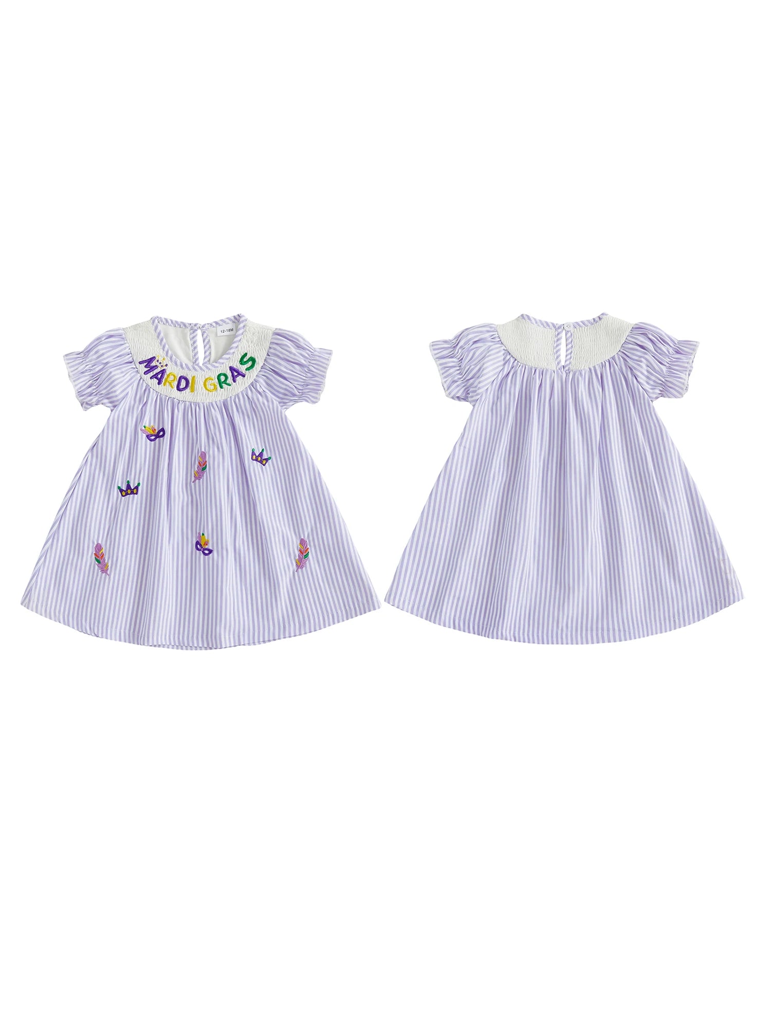 Toddler Baby Girls Striped Smocked Dress.