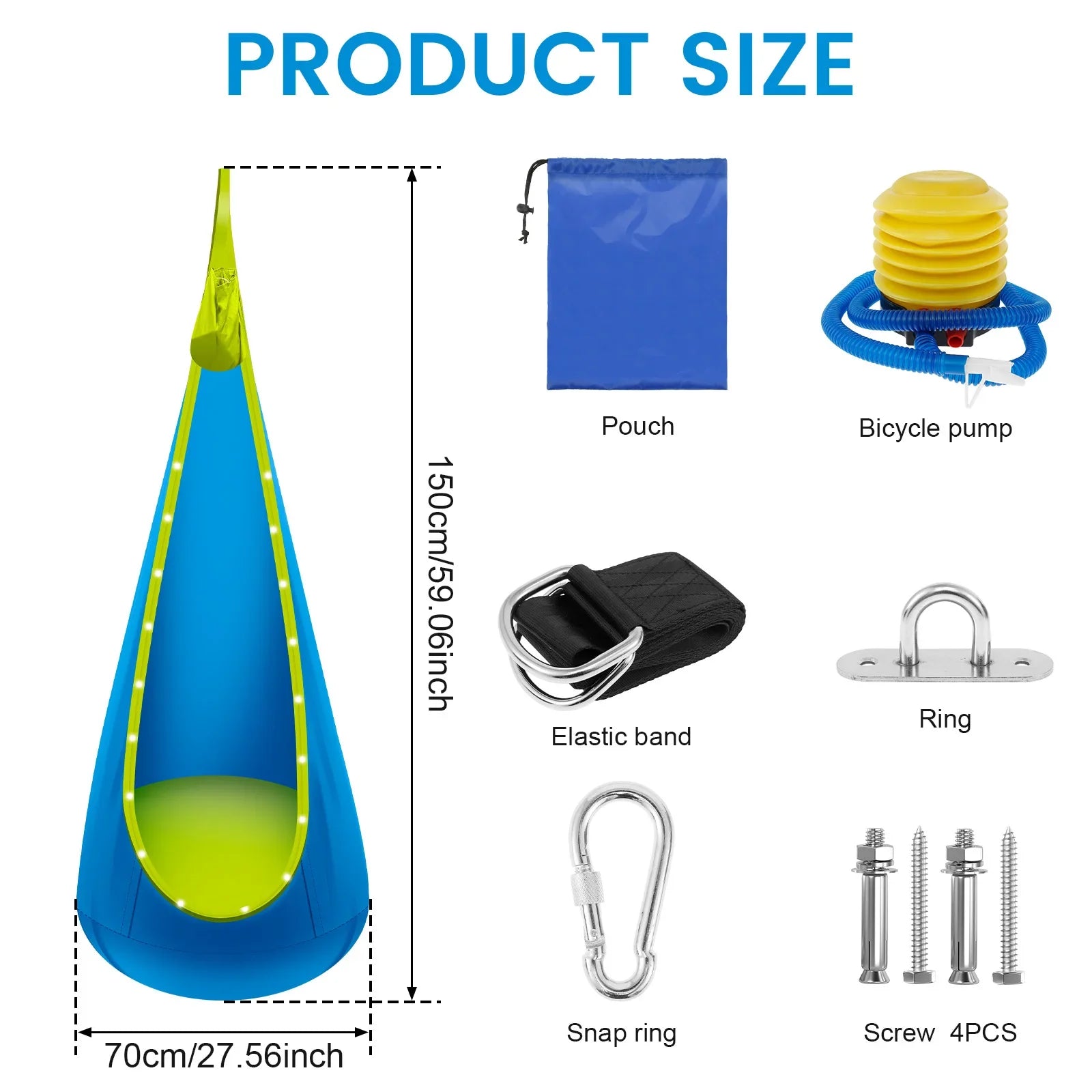 Inflatable Children's Hanging Hammock With LED Light.