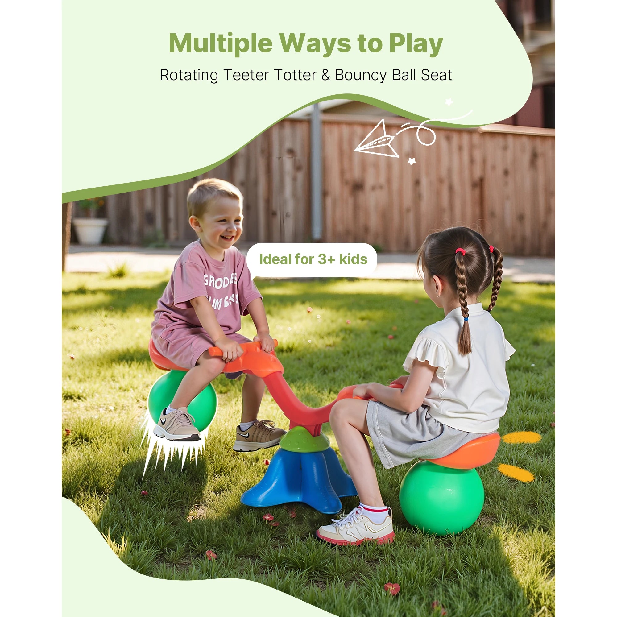 Kids Seesaw 55Lbs per Seat Sit and Spin Teeter Totter.