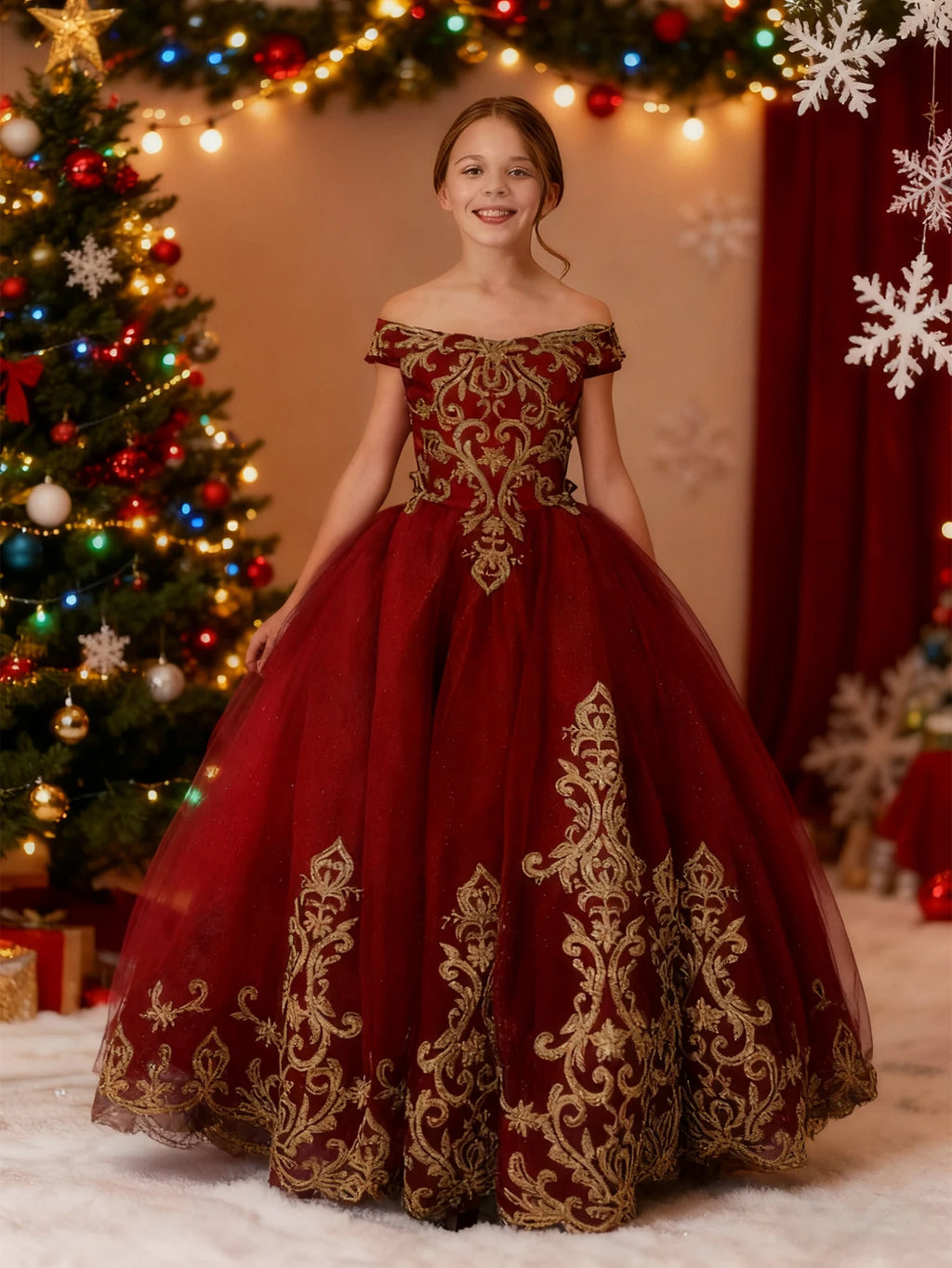 Autumn and Winter Princess Party Gown.