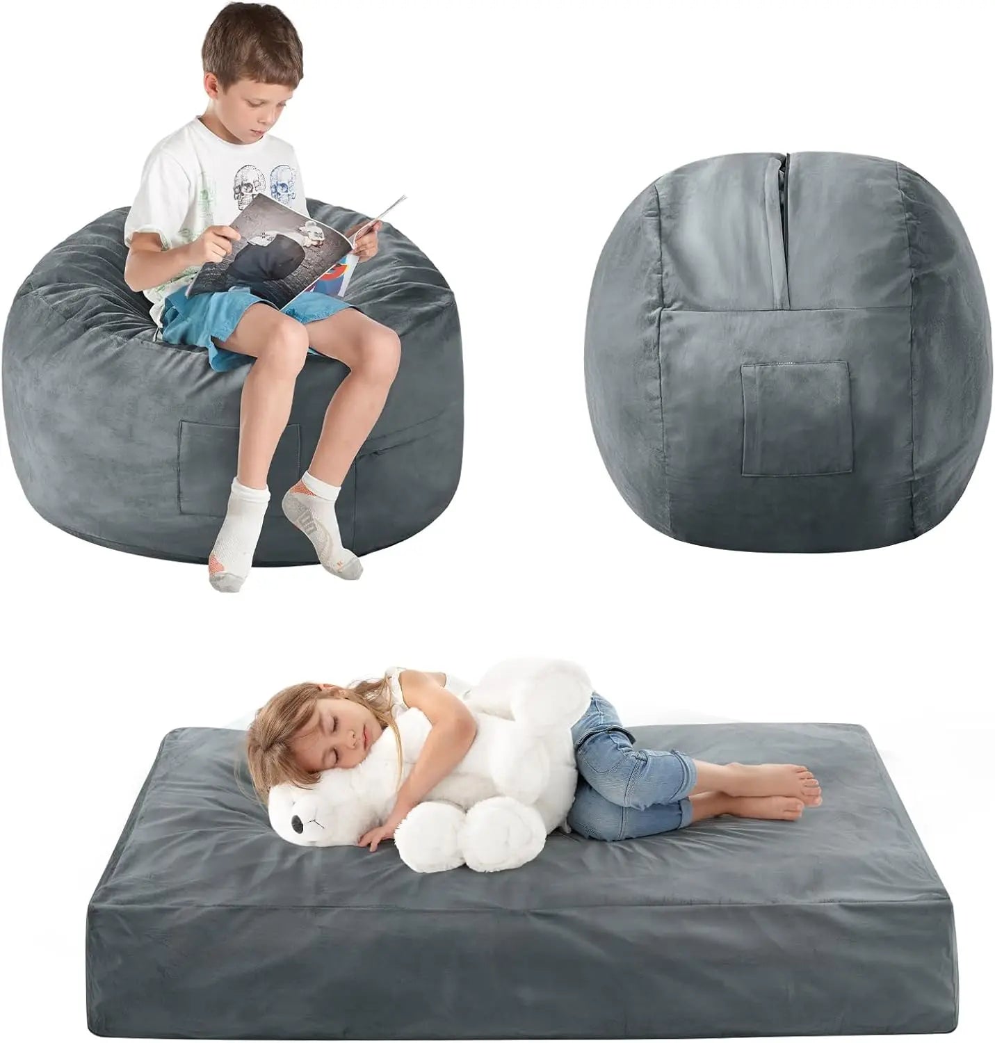 Kids Convertible Bean Bag Chair Bed.