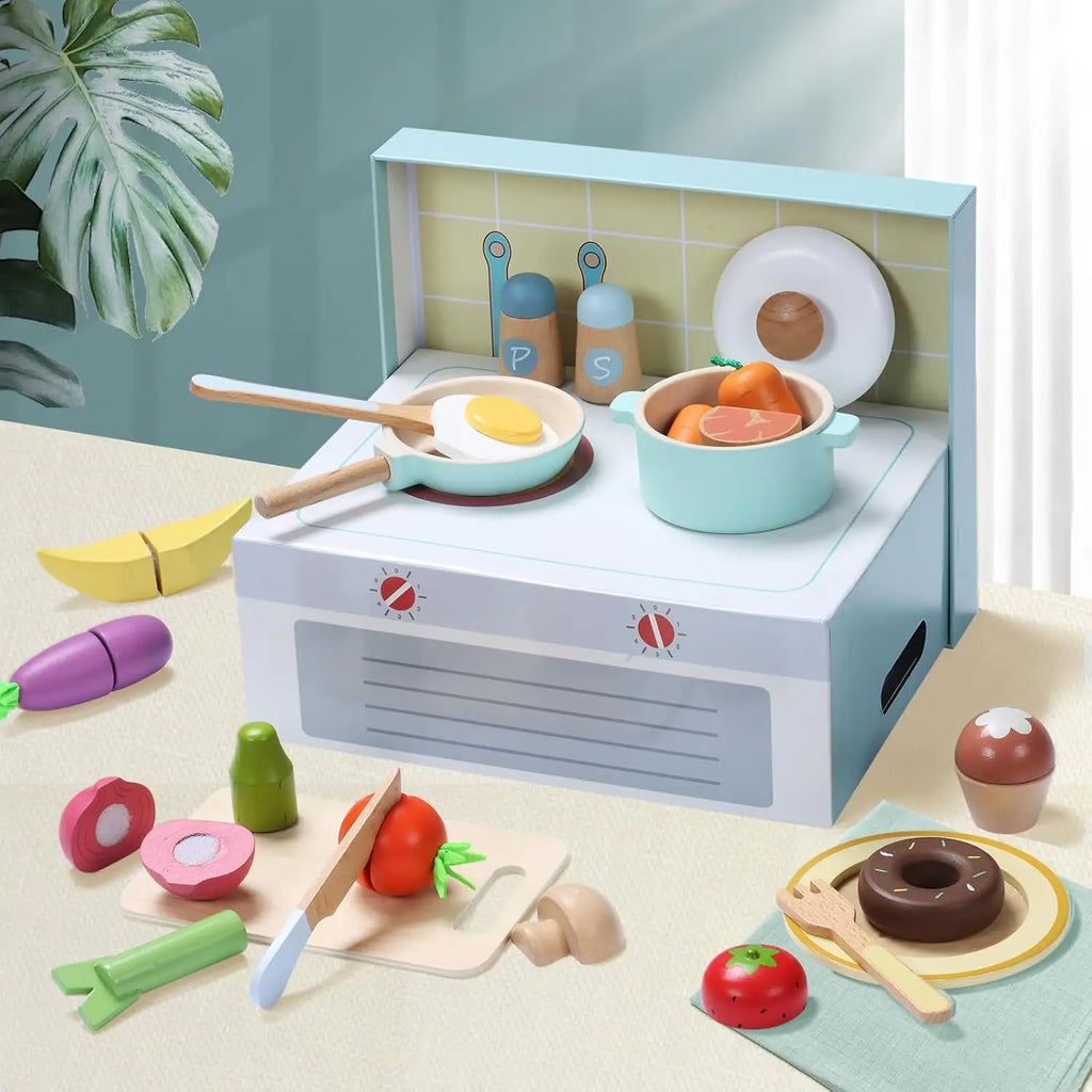78 PCS Wooden Play Food Set, Vegetables, Fruit, Cutting Toys.