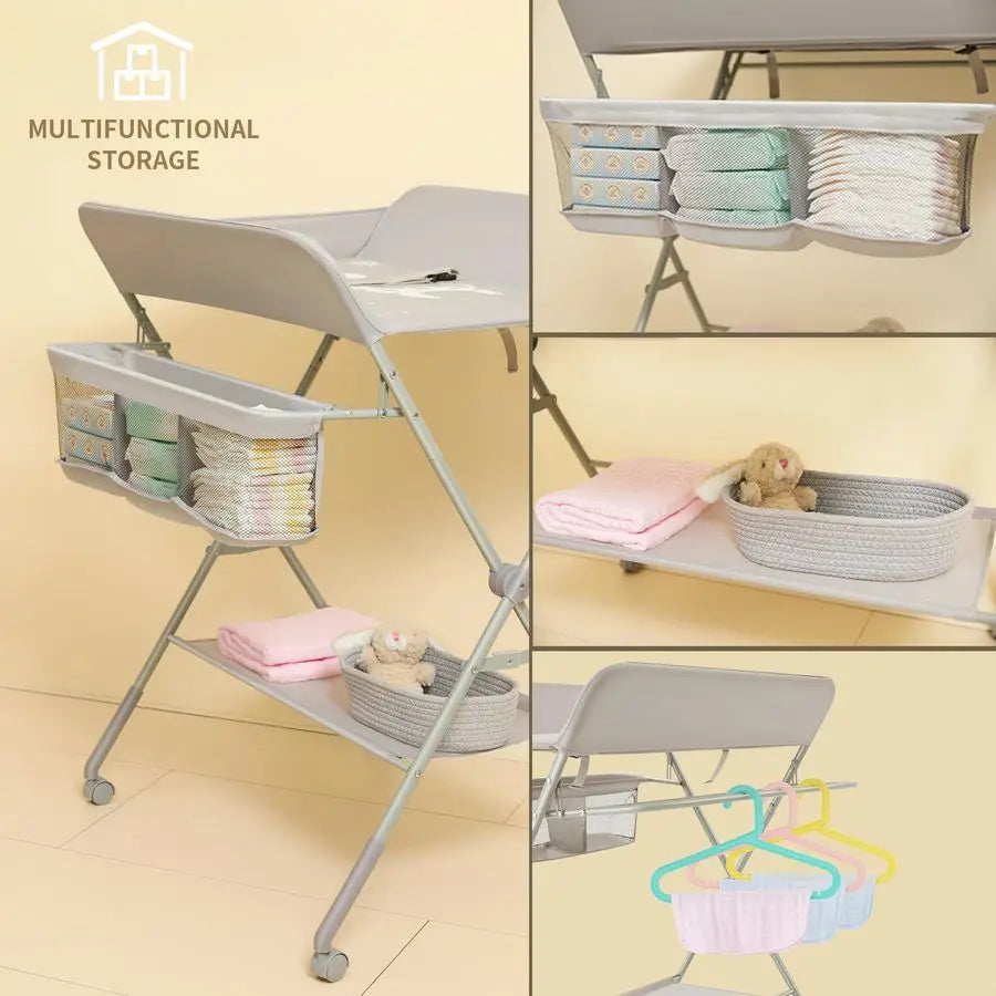 Height Adjustable Baby Changing Table with Wheels.
