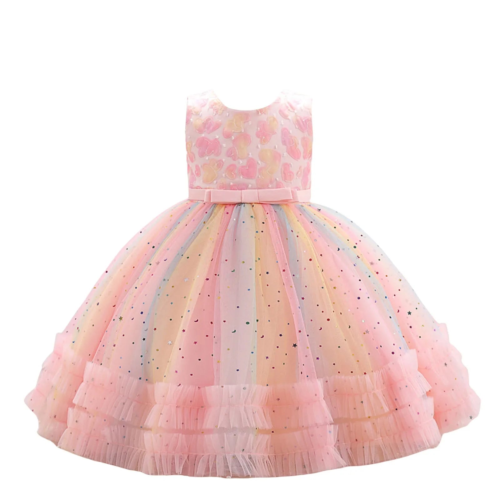 Girls Rainbow Sleeveless Princess Dress.