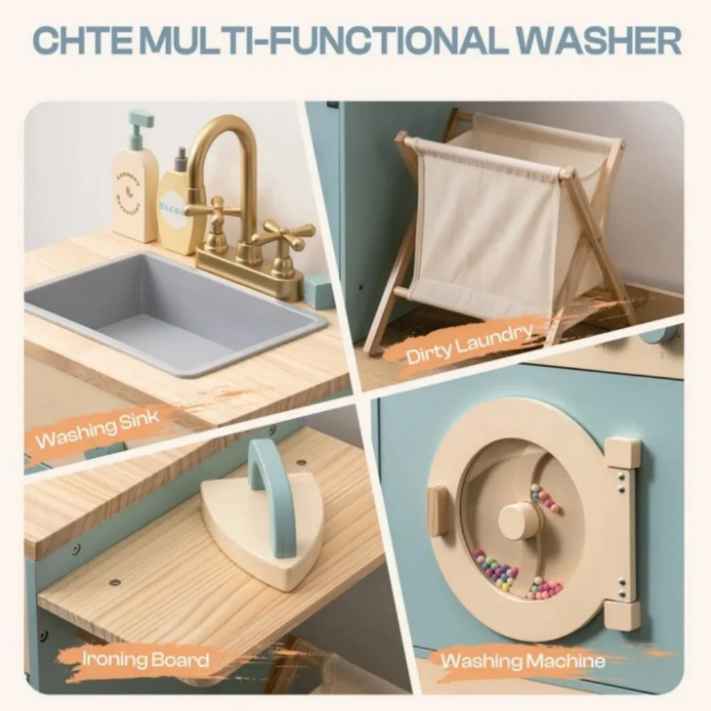 Toy Washing Machine with Clothes Basket Iron and Sink.