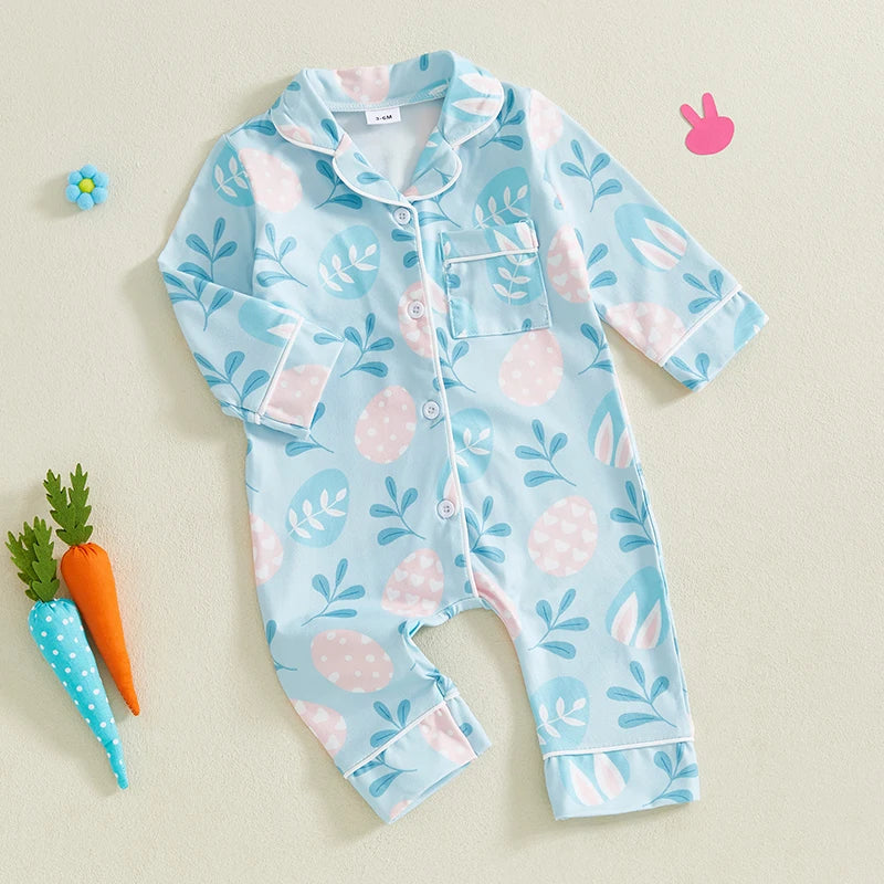 Adorable Toddler Floral Print Long Sleeve Romper.