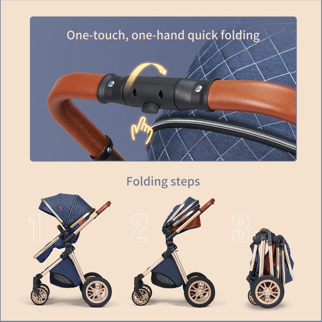 Luxury 3-in-1 Folding Stroller With Reversible Seat Vista.
