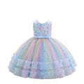 Girls Rainbow Sleeveless Princess Dress.