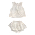 Casual Sleeveless T-shirt+Shorts Hallow Lace.