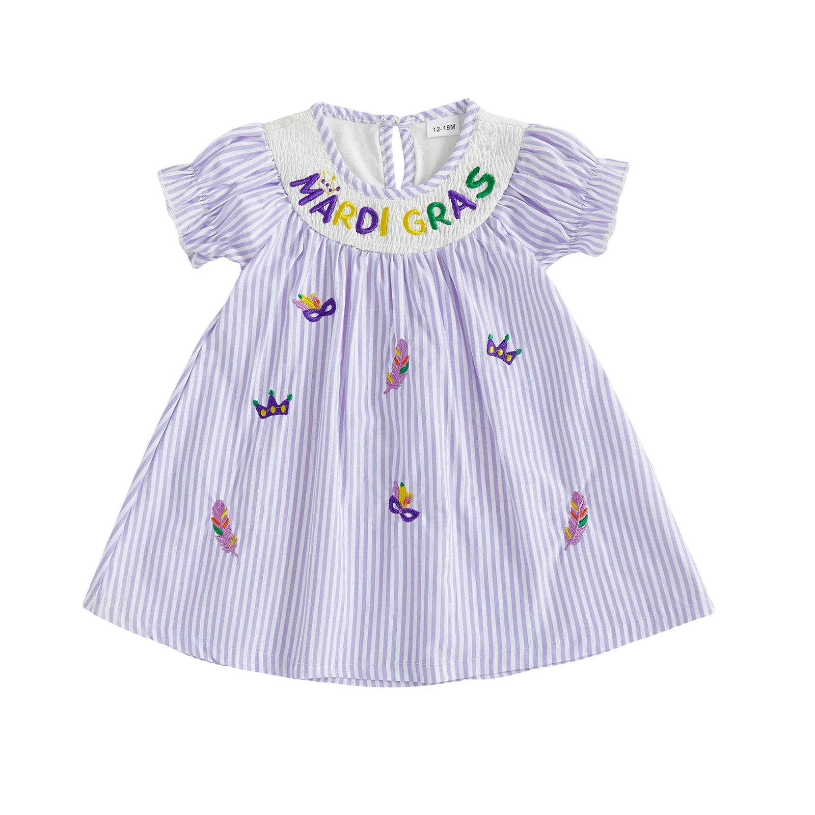 Toddler Baby Girls Striped Smocked Dress.