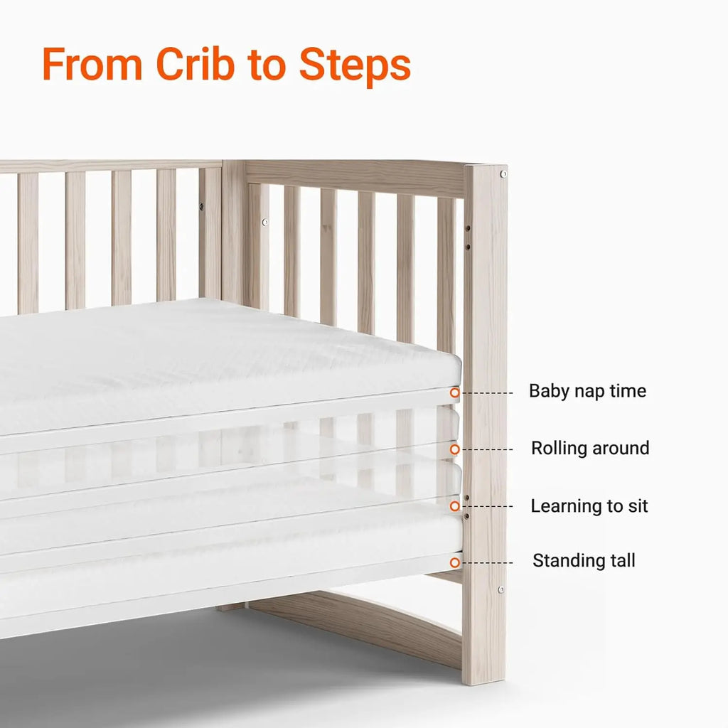 11-in-1 Convertible Baby Crib With Removable Wheels.