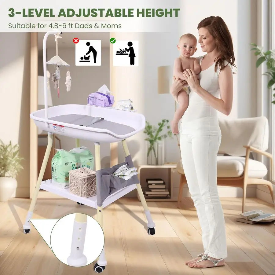 Adjustable Height Changing Table, with Mobile.