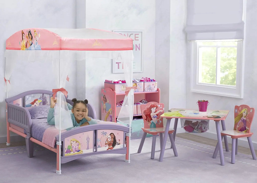Princess Canopy Toddler Bed with Guardrails.