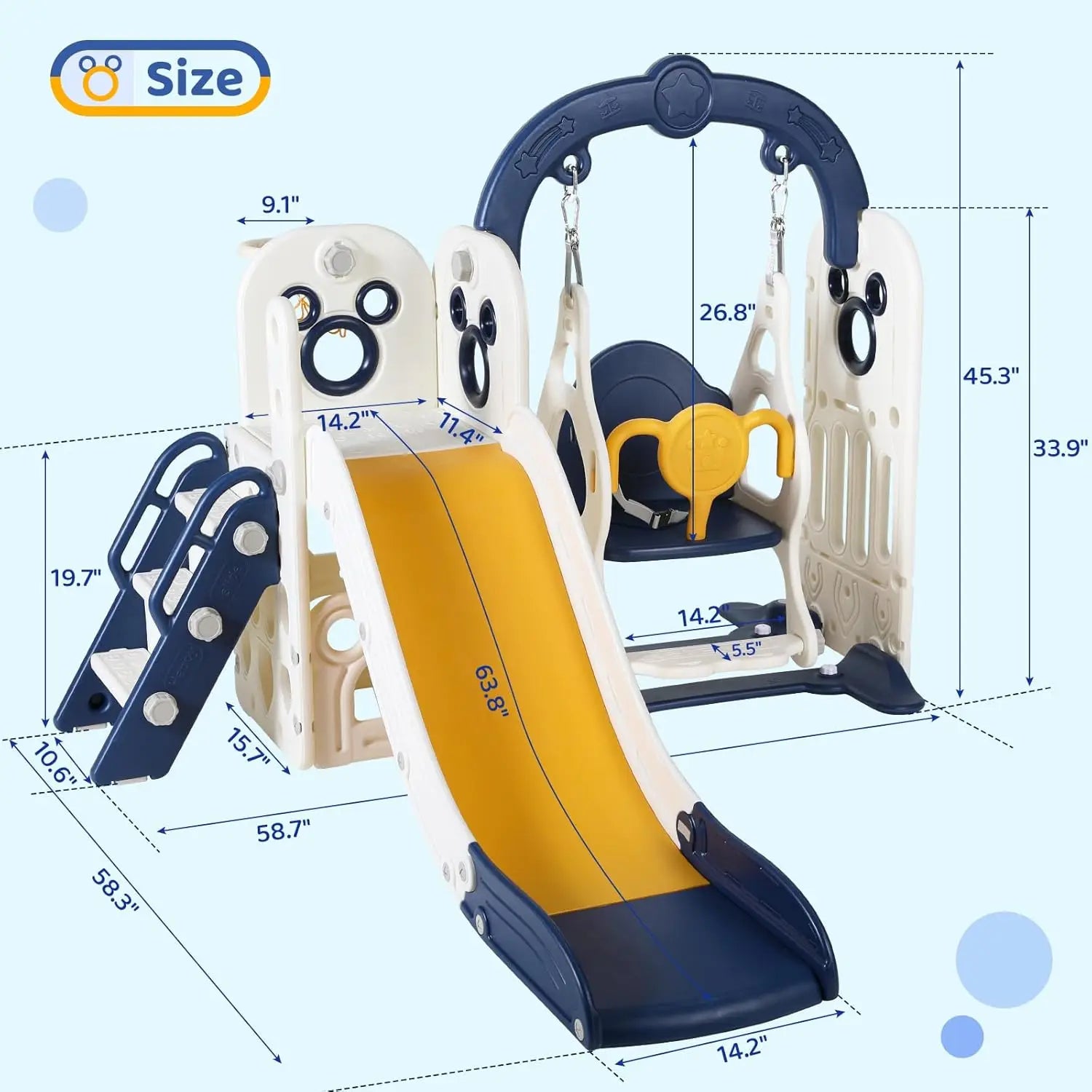 Swing Slide for Kids, 6 in 1 Slide Climber for Toddlers.