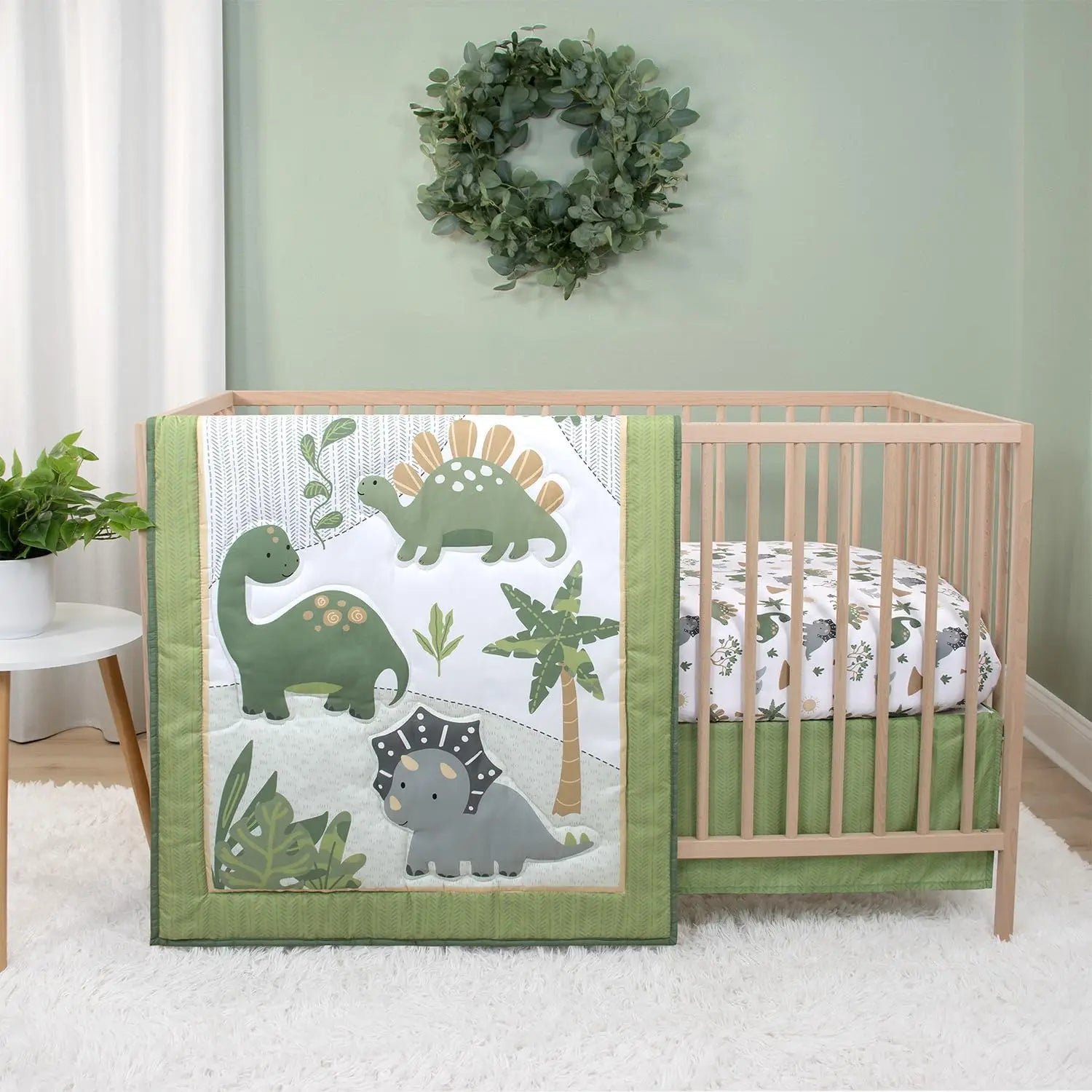 3-Piece Dinosaur Nursery Bedding Set for Boys.