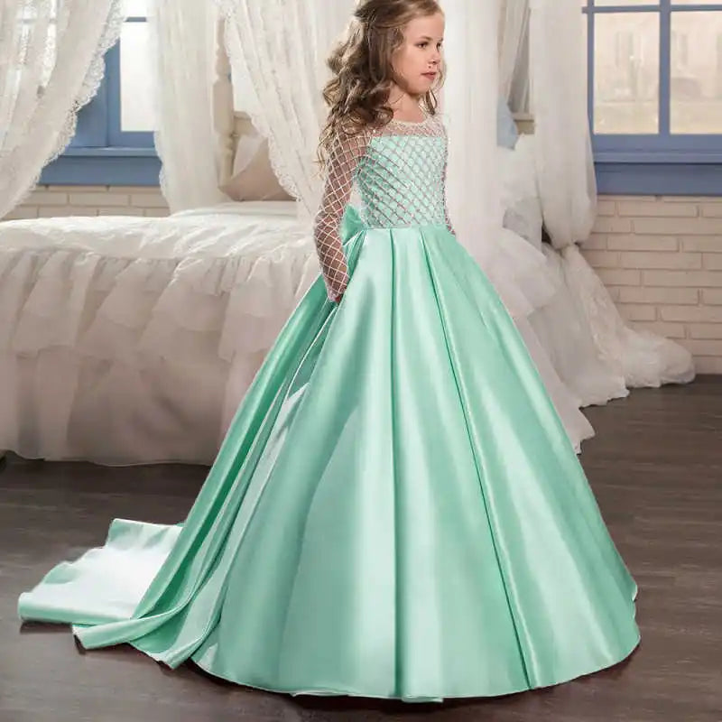Fancy Lace And Satin Flower Girl Dress.