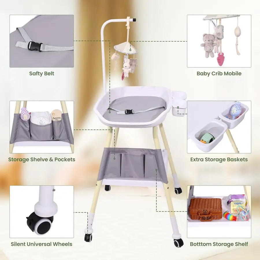 Adjustable Height Changing Table, with Mobile.