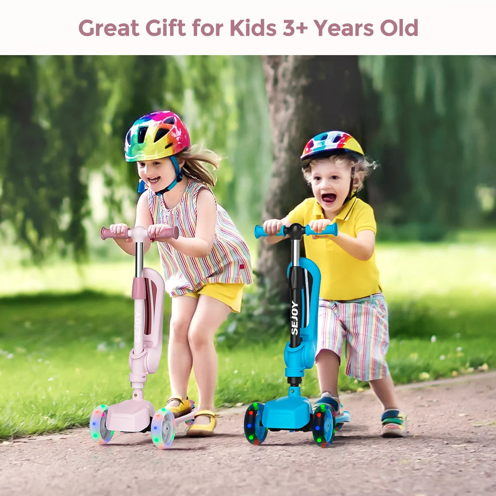 Kick Scooter for Kids with 3-Wheeled LED Lights.
