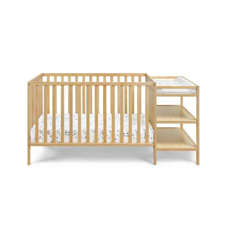 3-in-1 Convertible Crib and Changer Combo in Natural Finish.