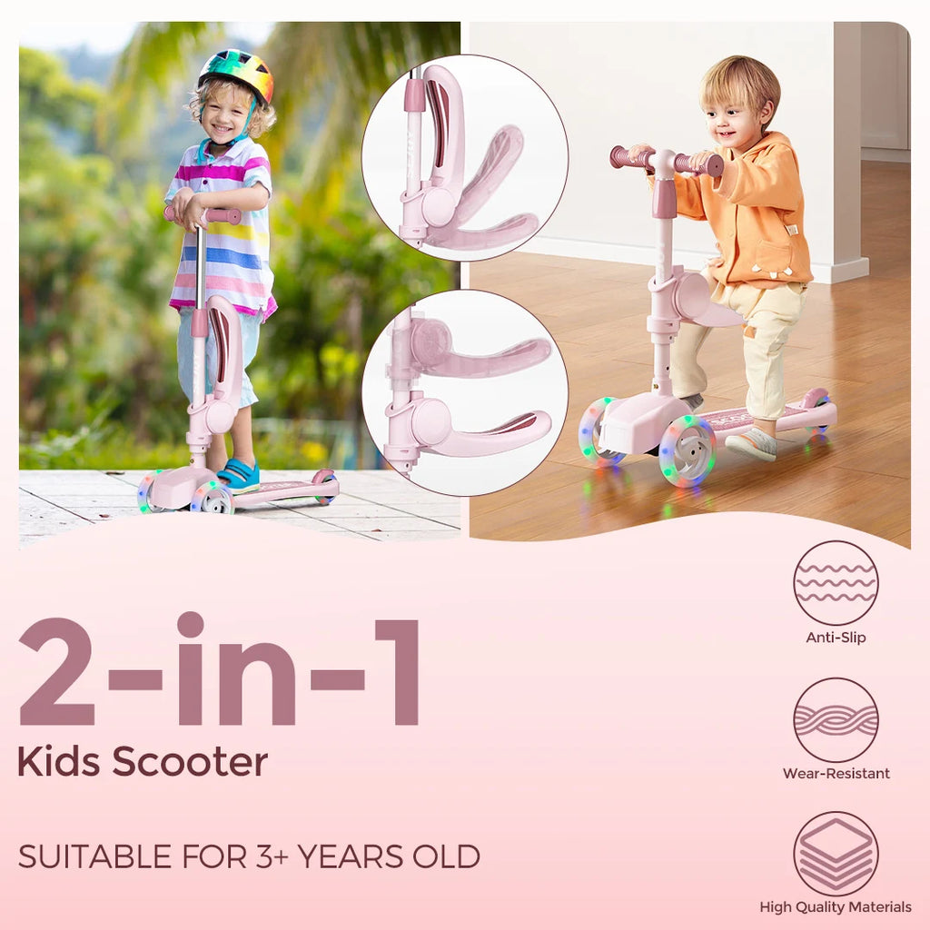 Kick Scooter for Kids with 3-Wheeled LED Lights.