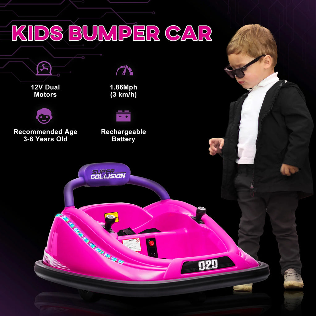 12V Bumper Car for Kids Ride-On Toy with Parent Remote Control.