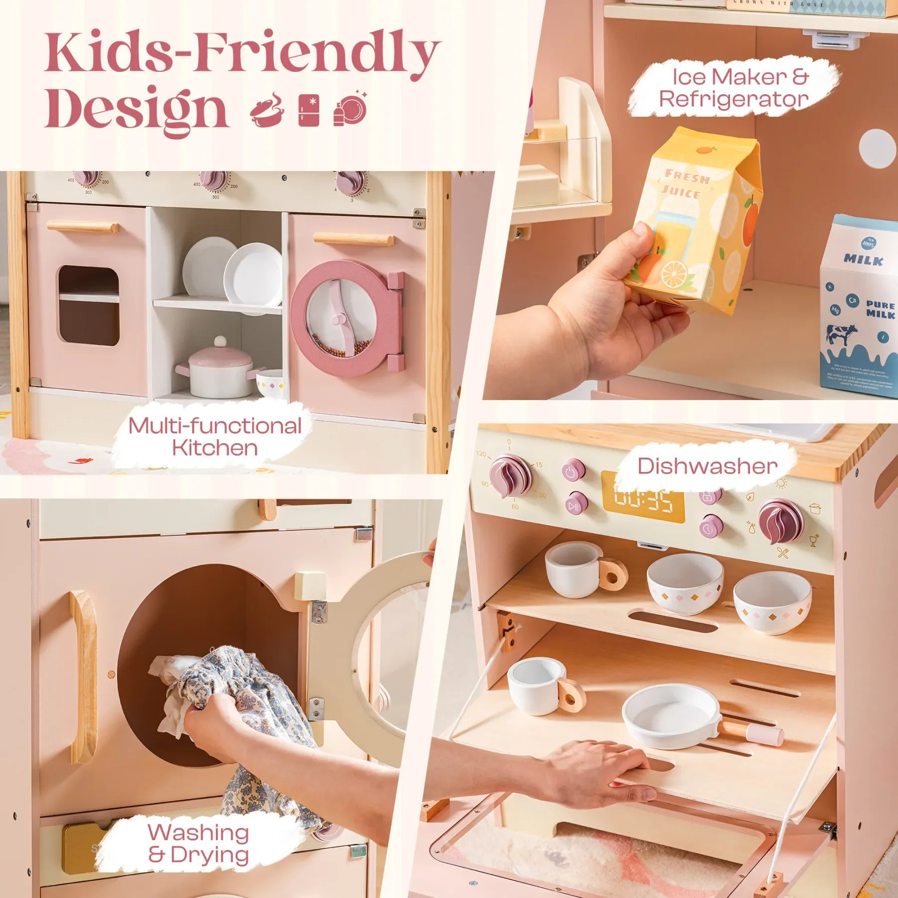 Wooden Kitchen Play Set with Realistic Sound.