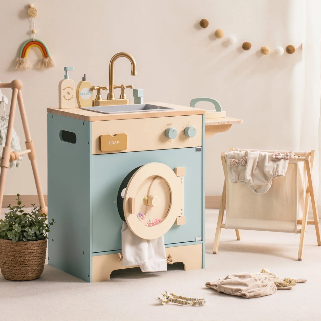 Toy Washing Machine with Clothes Basket Iron and Sink.