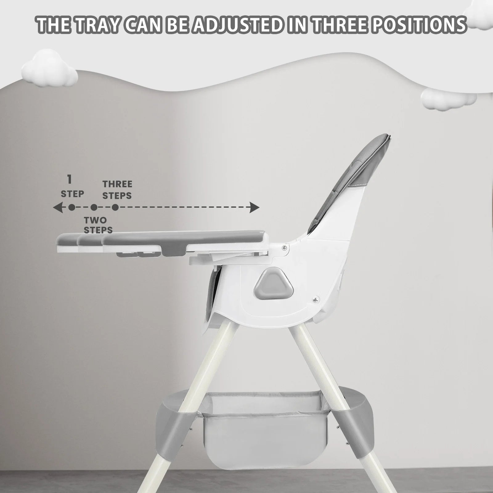 Foldable Baby High Chair 6 Months Plus, with Large Antislip Pad & ToyRack.